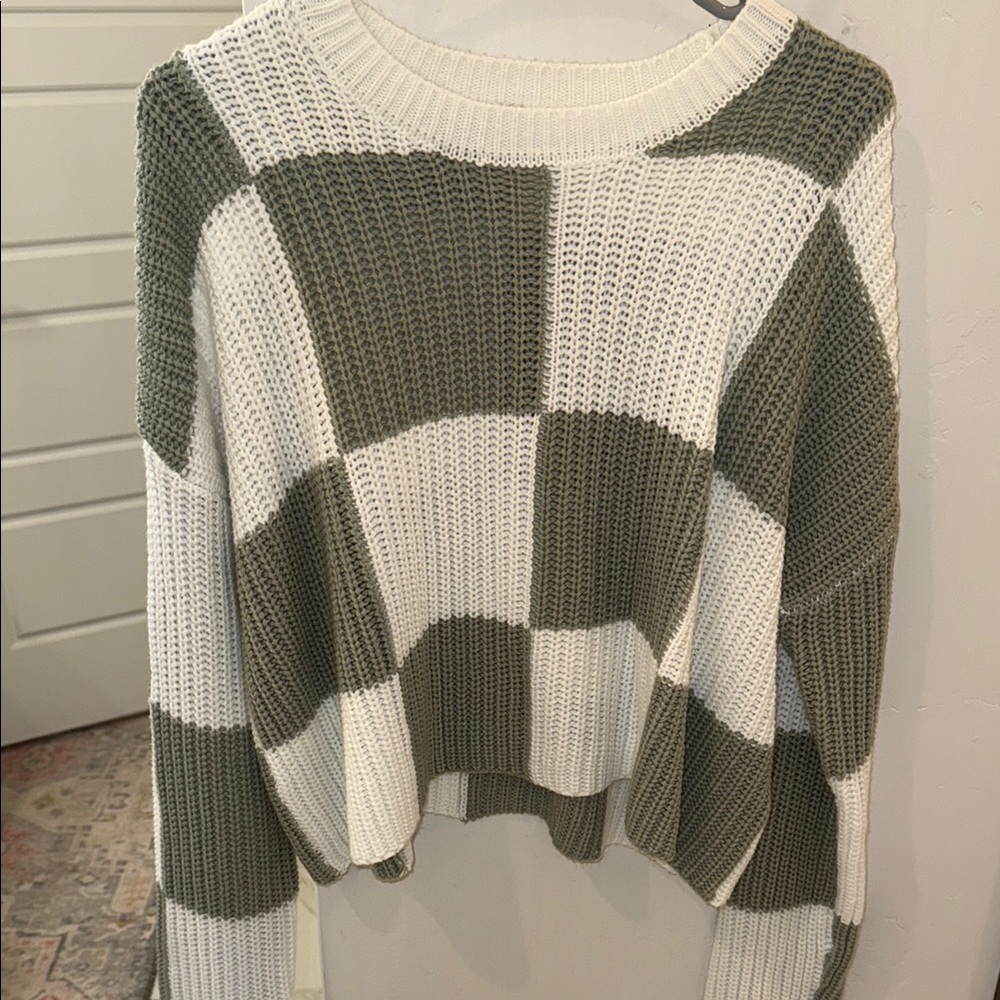 Cozy Knit Checkered Sweater